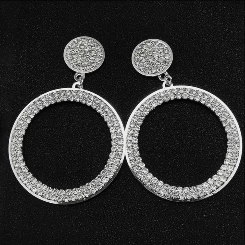 Big Round Diamond Dangle Earrings